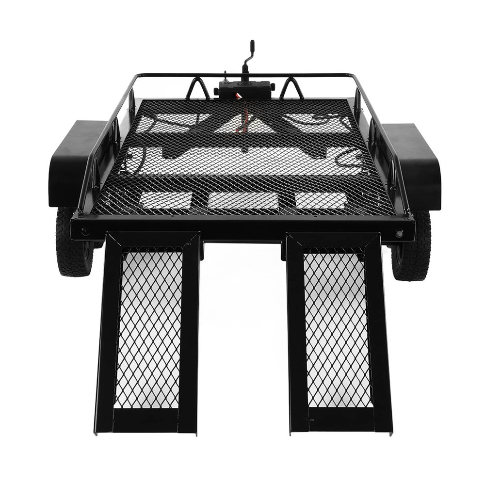 1/10 Heavy Duty RC Trailer Car, Large Capacity Black Simple High Simulation Iron RC Trailer Car Realistic RC Experience for 90047 for D110