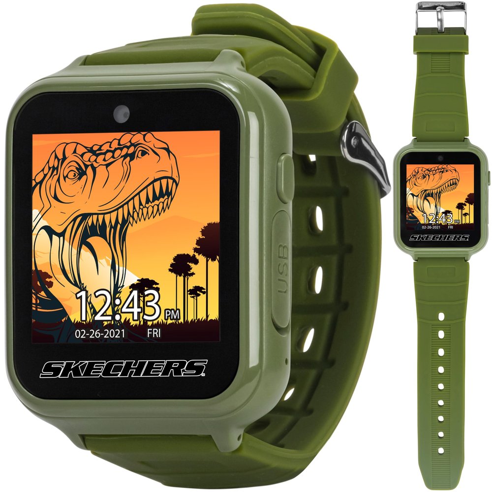 Skechers Kids Camo Smart Watch with Textured Rubber Strap, Games, Camera, and Fitness Tracker Durable Touchscreen Watch with Alarm, Timer, and Step Counter, Perfect for Active Play and Everyday Wear