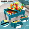 NIWOTA Double Sided Kids Activity Table with Storage, All-in-1 Multi Activity Table, 105pcs Marble Run Building Blocks Compatible with Classic Bricks, Craft Play Sand Water Table for Toddler view 2