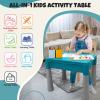 NIWOTA Double Sided Kids Activity Table with Storage, All-in-1 Multi Activity Table, 105pcs Marble Run Building Blocks Compatible with Classic Bricks, Craft Play Sand Water Table for Toddler view 3