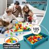 NIWOTA Double Sided Kids Activity Table with Storage, All-in-1 Multi Activity Table, 105pcs Marble Run Building Blocks Compatible with Classic Bricks, Craft Play Sand Water Table for Toddler view 4