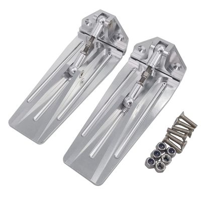 KEEYOODOK 1Pair RC Boat Trim Tab Metal CNC Trim Flaps Lengthened 90mm for Lucas Oil RC Speed Boat Racing O Boat Model DIY Parts (Silver)