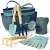 Gardening Set, Tool Kit, for Kids, STEM, Includes Tote Bag, Spade, Watering Can, Rake, Fork, Trowel and Gloves (Ocean Blue) view 1