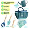 Gardening Set, Tool Kit, for Kids, STEM, Includes Tote Bag, Spade, Watering Can, Rake, Fork, Trowel and Gloves (Ocean Blue) view 3