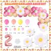 122 PCs Two Groovy Party Decorations, Fiesec Two Groovy Boho Daisy Hippie Second Birthday Party Backdrop Balloon Garland Banner Tablecloth Cake Cupcake Topper Crown Poster view 4