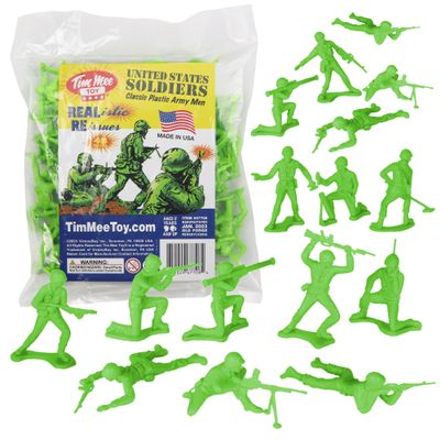 TimMee Plastic Army Men - Lime Green 48pc Toy Soldier Figures - Made in USA