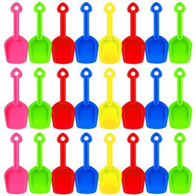 Junkin 24 Pcs 7.7 Inch Mini Plastic Sand Shovel Beach Toys Long Play Colorful Scoop Rake Sand Shovels for Beach and Garden Shoveling, Digging, Gardening, Random Colors