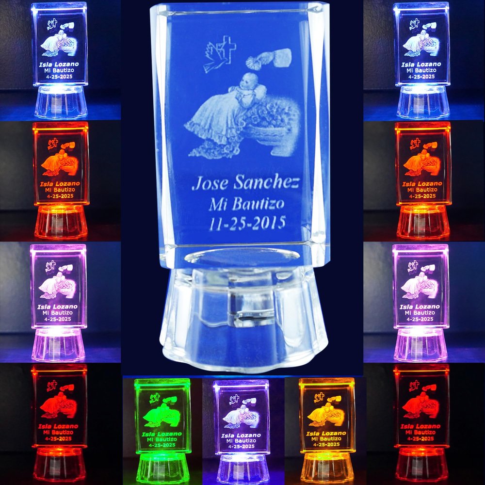 Baptism Mi Bautizo Christening 12 Pieces of Customization Personalization Crystal Favor for Girl and boy (4"H)