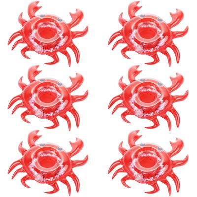 6 Pack Crab Inflatable Drink Holder, LIYDE Drink Floaties Floating Drink Holder for Swimming Pool Drink Holder for Pool Party Decorations Pool Accessories for Adults