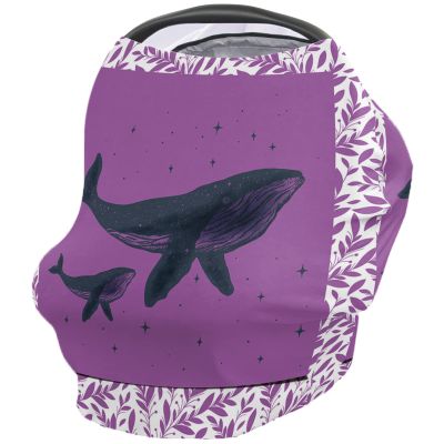 Carseat Cover for Whale Stars Leaves Romantic Purple Covers for Breastfeeding Baby Car Seat Stroller Combos Cover Infant Carseat Canopy Newborn Shopping Cart Covers 26x27.6in