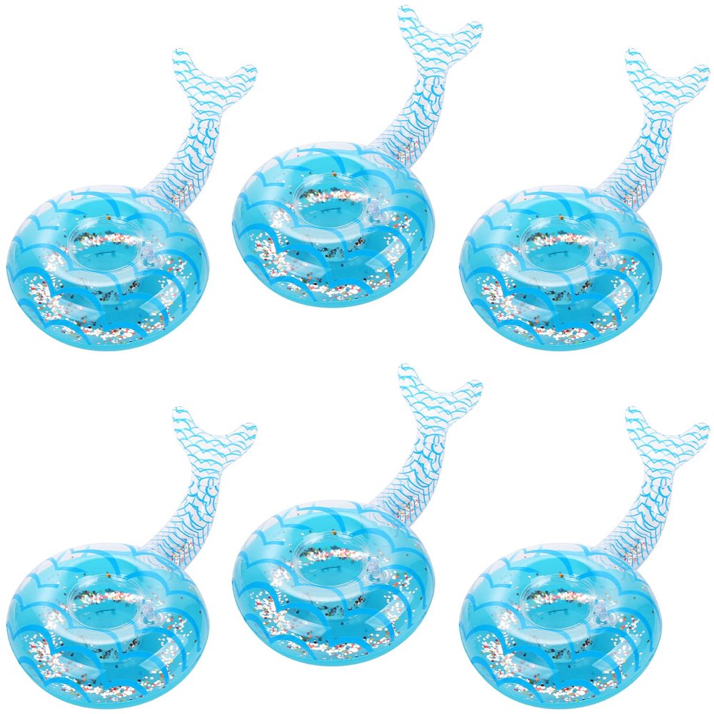 6 Pack Mermaid Inflatable Drink Holder, LIYDE Drink Floaties Floating Drink Holder for Swimming Pool Drink Holder for Pool Party Pool Accessories for Adults