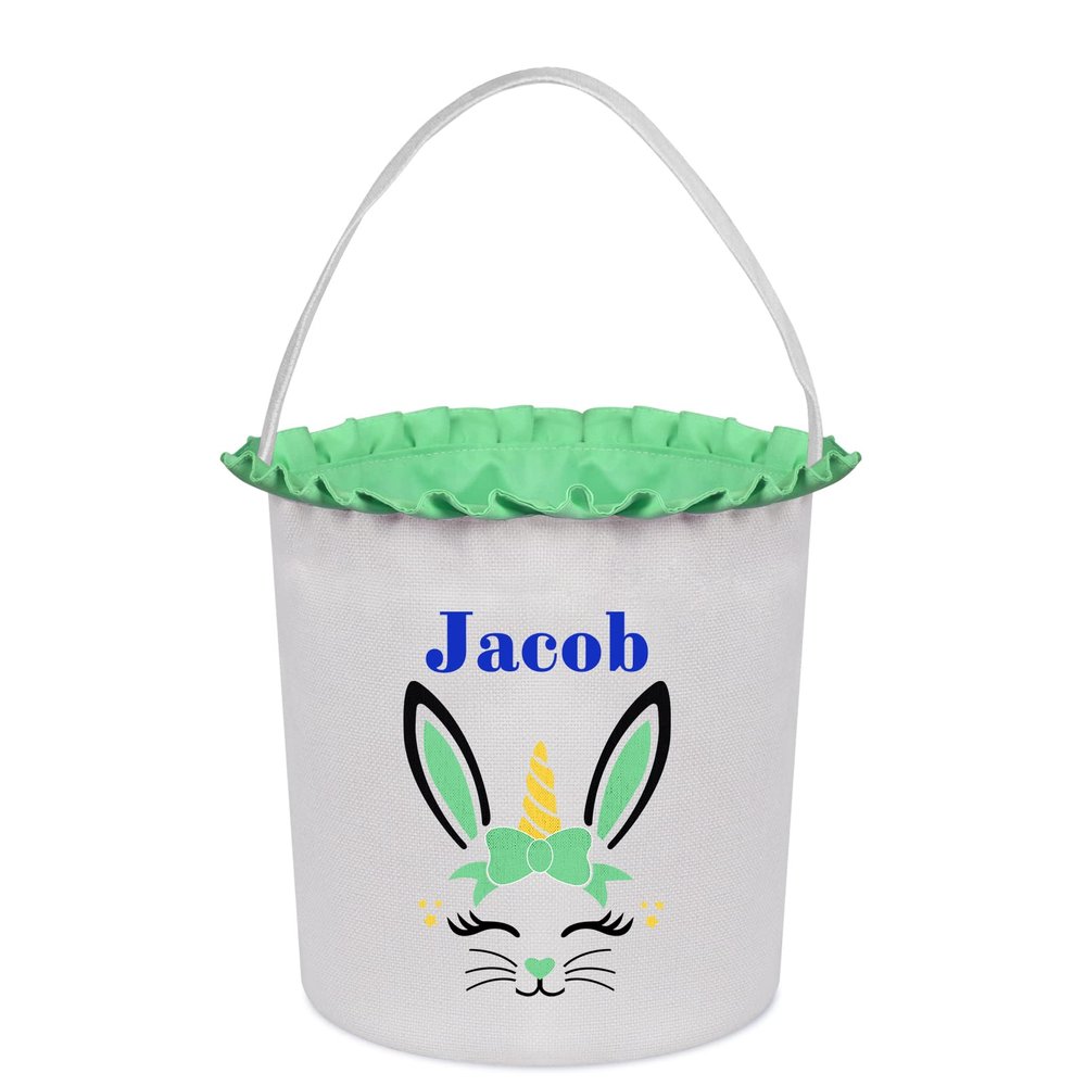 VAPCUFF Easter Baskets, Personalized Bunny Easter Basket Easter Eggs Bags Easter Basket Bags Easter Eggs Hunt Basket for Girls Boys Personalized Easter Gifts - Green