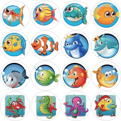 Hohamn 600Pcs Sea Animals Stickers for Kids 16 Designs 1.5 Inch Ocean Animal Stickers Roll for Kids Party Favors Teacher Reward Encouragement Motivational