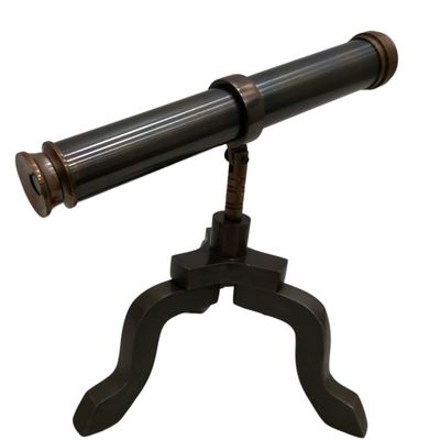 Vintage Brass Tabletop Telescope Stand  Decorative Spyglass for Office Desk, Home Library & Nautical Collector Decor  Antique Finish Maritime Gift