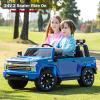 NEWQIDA Kids 24V 4X4 Ride On Truck Car with Remote Control 2 Seater Ride On Toys for Big Kids Electric Vehicles for Boys Girls Licensed Chevrolet Silverado HD Pickup Truck, EVA Tires, Music, Blue view 2