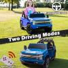 NEWQIDA Kids 24V 4X4 Ride On Truck Car with Remote Control 2 Seater Ride On Toys for Big Kids Electric Vehicles for Boys Girls Licensed Chevrolet Silverado HD Pickup Truck, EVA Tires, Music, Blue view 3