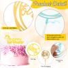 150 Pcs Happy Birthday Cake Toppers Acrylic Cake Topper Glitter Birthday Cake Decorations Double Sided for Adults Various Cake Decoration Party Supplies(Gold,Cute) view 2