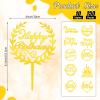 150 Pcs Happy Birthday Cake Toppers Acrylic Cake Topper Glitter Birthday Cake Decorations Double Sided for Adults Various Cake Decoration Party Supplies(Gold,Cute) view 3