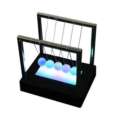 Cradle Pendulum Multi-Color Change LED Balance Ball Cradle Desktop Gadget Physics Science Decor for Home Office (Black)