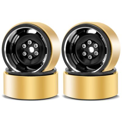 OGRC 1.0 Beadlock Wheels 3mm Negative Offset Wheel Rims 32g Heavy Crawler Wheels with Brass Wheel Rings for TRX4M SCX24 Axial AX24 FCX24 1/18 1/24 RC Upgrade Parts - Black