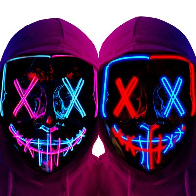 Poptrend Halloween Mask LED Light up Mask Scary mask for Festival Cosplay Halloween Costume Masquerade Parties,Carnival,Gift (2 PACK-B)