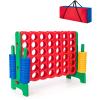 KOTEK Giant 4-in-a-Row Game Set, 3.5 Feet Tall Jumbo 4-to-Score Family Fun Game with Quick-Release Sliders & 42 Large Rings, Oversized Connect Plastic Yard Game Outdoor for Kids & Adults (Green+Red) view 1