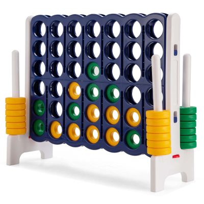 KOTEK Giant 4-to-Score Game, 3.5 Feet Tall Connect Four Yard Game w/Storage Carrying Bag, Release Slider & 42 Rings, Jumbo 4-in-a-Row Indoor & Outdoor Family Game for Kids & Adults (Dark Blue+White)