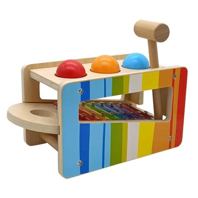 predolo Pound & Tap Bench Musical Pounding Toy Montessori Educational Pound Ball Wooden Toys for Boy Girl, Toddlers, Kids, Gift