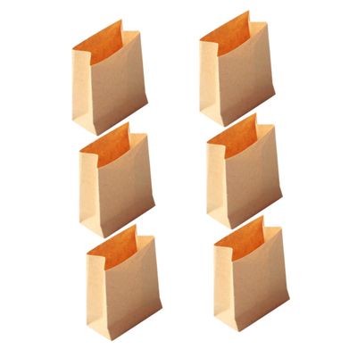6pcs Mini Paper Bags for Dollhouse Baking Props, Khaki, 1.18x1.18x0.78 Inches, Ideal for Treats, Snacks, and Party Favors