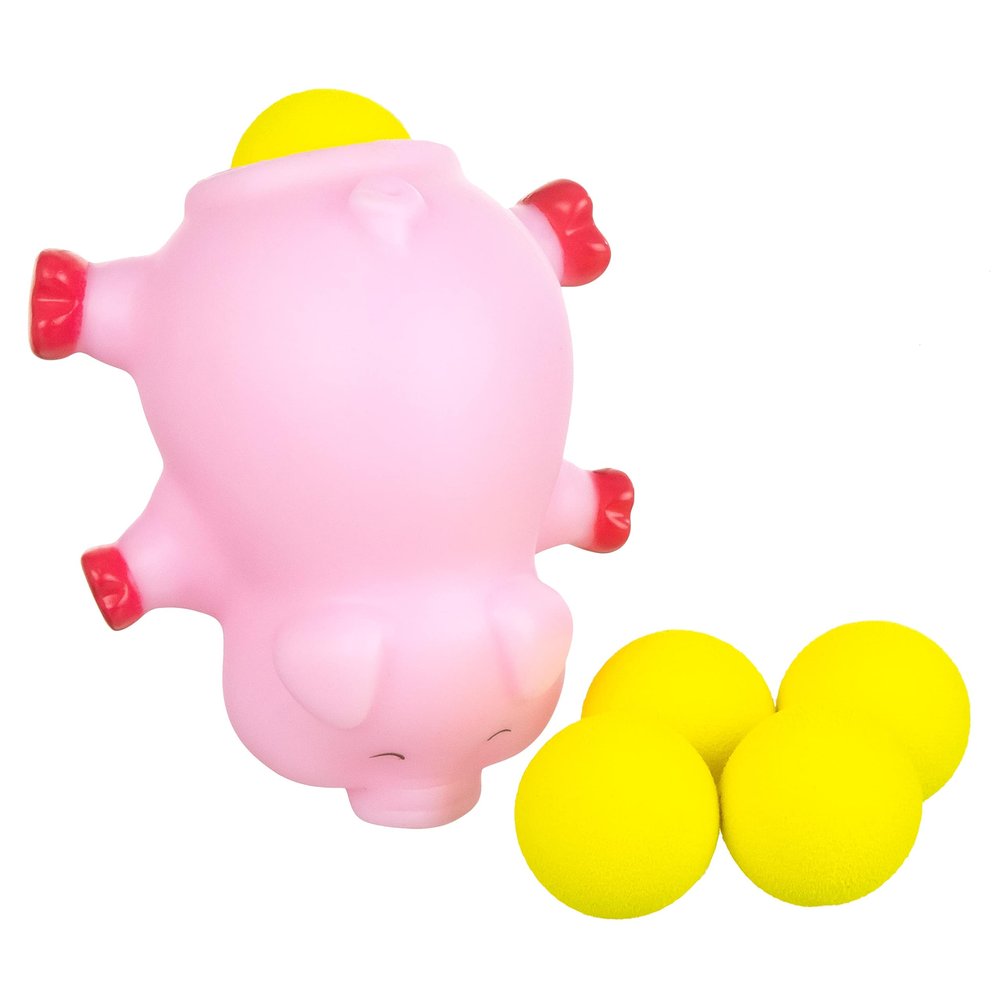 1pc Foam Ball Popper Toy - Squeeze & Launch Pig Toy w/ Foam Balls Included Animal Ball Shooting Squishy Toy, Toddler Toys
