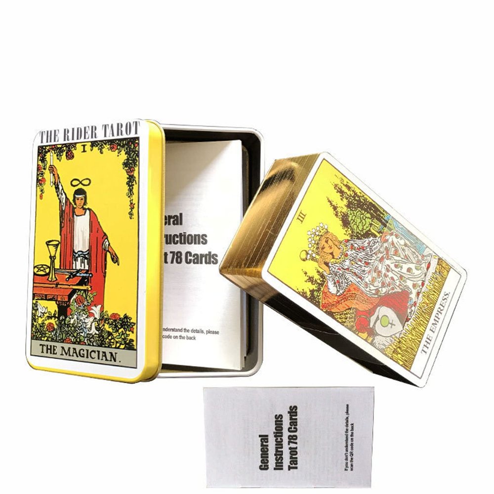 Jayiaine Tarot Cards for Beginners,Oracle Cards Deck with Guidebook Waterproof Cards, Fortune Teller Game Set for Family Reunion Expert Reader for Christmas Birthday, Gold
