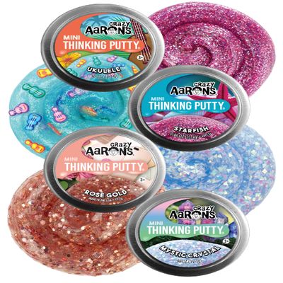 Crazy Aaron's Putty Mini Tins Mystical Crystal, Ukulele, Starfish & Rose Gold Gift Set Bundle - 4 Pack (13.3g Each)