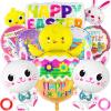 Easter Balloons Decoration, Easter Bunny Foil Mylar Balloons, Happy Easter Egg Hatching Chick Rabbit Balloons for Birthday Baby Shower Easter Party Supplies view 1