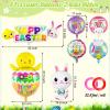 Easter Balloons Decoration, Easter Bunny Foil Mylar Balloons, Happy Easter Egg Hatching Chick Rabbit Balloons for Birthday Baby Shower Easter Party Supplies view 2