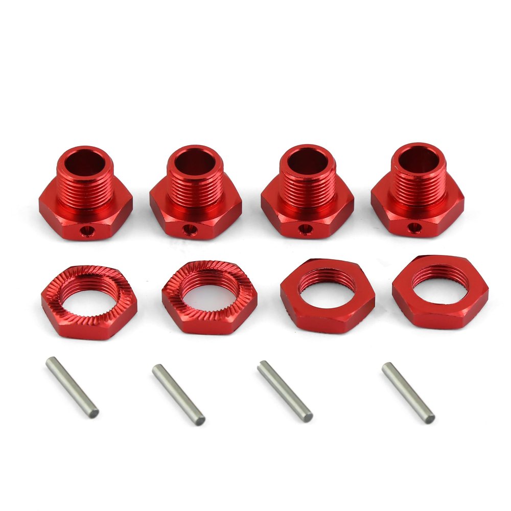 17mm Wheel Hex 4pcs Wheel Nut 4pcs Aluminum Alloy w/Pins for ARRMA Typhon 6S Mojave Upgrades Parts (Red)