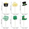 24 Pack Happy St.Patrick's Day Cupcake Toppers Glitter Lucky Four Leaf Clover Beer Shoes Irish Flag Cupcake Picks Cheers St. Patrick's Holiday Shamrock Theme Party Cupcake Decorations Supplies Green view 2