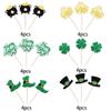 24 Pack Happy St.Patrick's Day Cupcake Toppers Glitter Lucky Four Leaf Clover Beer Shoes Irish Flag Cupcake Picks Cheers St. Patrick's Holiday Shamrock Theme Party Cupcake Decorations Supplies Green view 3