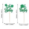 24 Pack St. Patrick's Day Oh Baby Cupcake Toppers Glitter Lucky Four Leaf Oh Baby Cupcake Picks for St.Patrick's Day Irish Clover Shamrock Kids Birthday Party Cupcake Decorations Supplies Green view 2