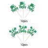 24 Pack St. Patrick's Day Oh Baby Cupcake Toppers Glitter Lucky Four Leaf Oh Baby Cupcake Picks for St.Patrick's Day Irish Clover Shamrock Kids Birthday Party Cupcake Decorations Supplies Green view 3