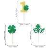 24 Pack St. Patrick's Day One Cupcake Toppers Glitter Four Leaf First Birthday Cupcake Picks for St.Patrick's Day Irish Clover Shamrock Kids 1st Birthday Baby Shower Party Cupcake Decorations Green view 2