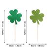 24 Pack Happy St. Patrick's Day Cupcake Toppers Glitter Lucky Four Leaf Cupcake Picks for St.Patrick's Day Irish Clover Shamrock Kids Birthday Baby Shower Party Cupcake Decorations Supplies Green view 2