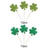 24 Pack Happy St. Patrick's Day Cupcake Toppers Glitter Lucky Four Leaf Cupcake Picks for St.Patrick's Day Irish Clover Shamrock Kids Birthday Baby Shower Party Cupcake Decorations Supplies Green view 3