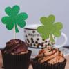 24 Pack Happy St. Patrick's Day Cupcake Toppers Glitter Lucky Four Leaf Cupcake Picks for St.Patrick's Day Irish Clover Shamrock Kids Birthday Baby Shower Party Cupcake Decorations Supplies Green view 4