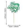 24 Pack Happy St Patrick's Day Cupcake Topper Green Glitter Four Leaf Clover Irish Flag Cupcake Pick Decorations for St.Patrick's Day Theme Kids Birthday Party Cupcake Decorations Supplies Green view 2