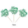 24 Pack Happy St Patrick's Day Cupcake Topper Green Glitter Four Leaf Clover Irish Flag Cupcake Pick Decorations for St.Patrick's Day Theme Kids Birthday Party Cupcake Decorations Supplies Green view 3