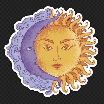 3 Sun Moon Sticker Celestial Zodiac Sky Stars Universe LOA Spiritual Peace