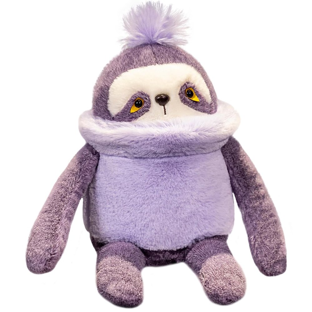 ELAINREN Kawaii Purple Sloth Stuffed Animals Toy Furry Three Toed Sloth Plush Throw Pillow Soft and Fluffy Sloth Plushie Doll for Xmas Gifts/7.8''