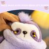ELAINREN Kawaii Purple Sloth Stuffed Animals Toy Furry Three Toed Sloth Plush Throw Pillow Soft and Fluffy Sloth Plushie Doll for Xmas Gifts/7.8'' view 2