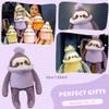 ELAINREN Kawaii Purple Sloth Stuffed Animals Toy Furry Three Toed Sloth Plush Throw Pillow Soft and Fluffy Sloth Plushie Doll for Xmas Gifts/7.8'' view 4