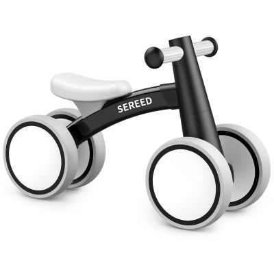 SEREED Baby Balance Bike for 1 Year Old Boys Girls 12-24 Month Toddler Balance Bike, 4 Wheels Toddler First Bike, First Birthday Gifts (Black)